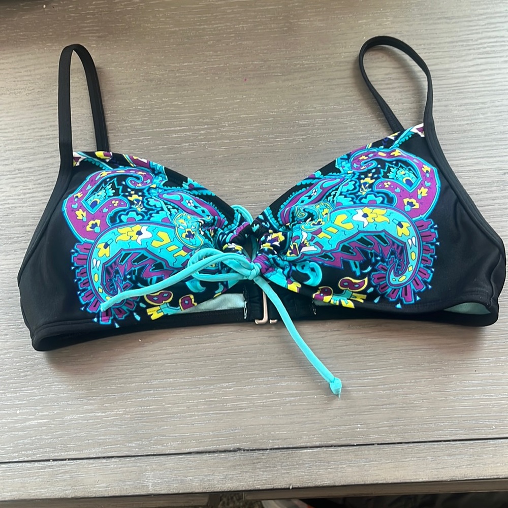 Athleta Bikini Top Paisley Black Purple Blue Green Women's Sz S